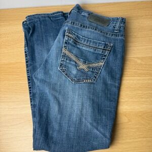 BKE Aiden Straight Womens Jeans 30S (31) Embroidered Pocket Western Cowgirl Boho